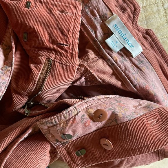 Sundance Emily Cropped Ankle Coral Corduroy Pants Size 4 - Picture 3 of 10